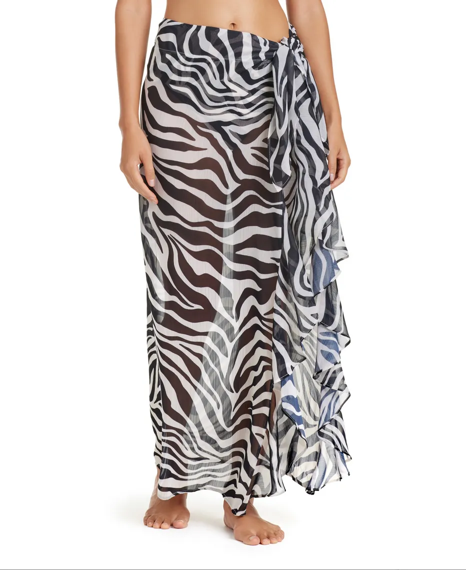 Zebra Long Ruffle Sarong