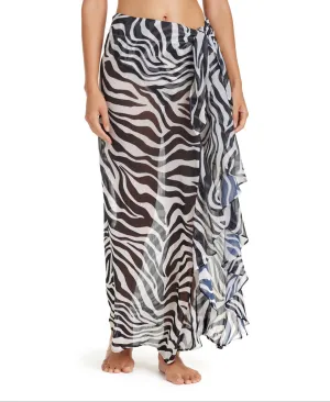 Zebra Long Ruffle Sarong